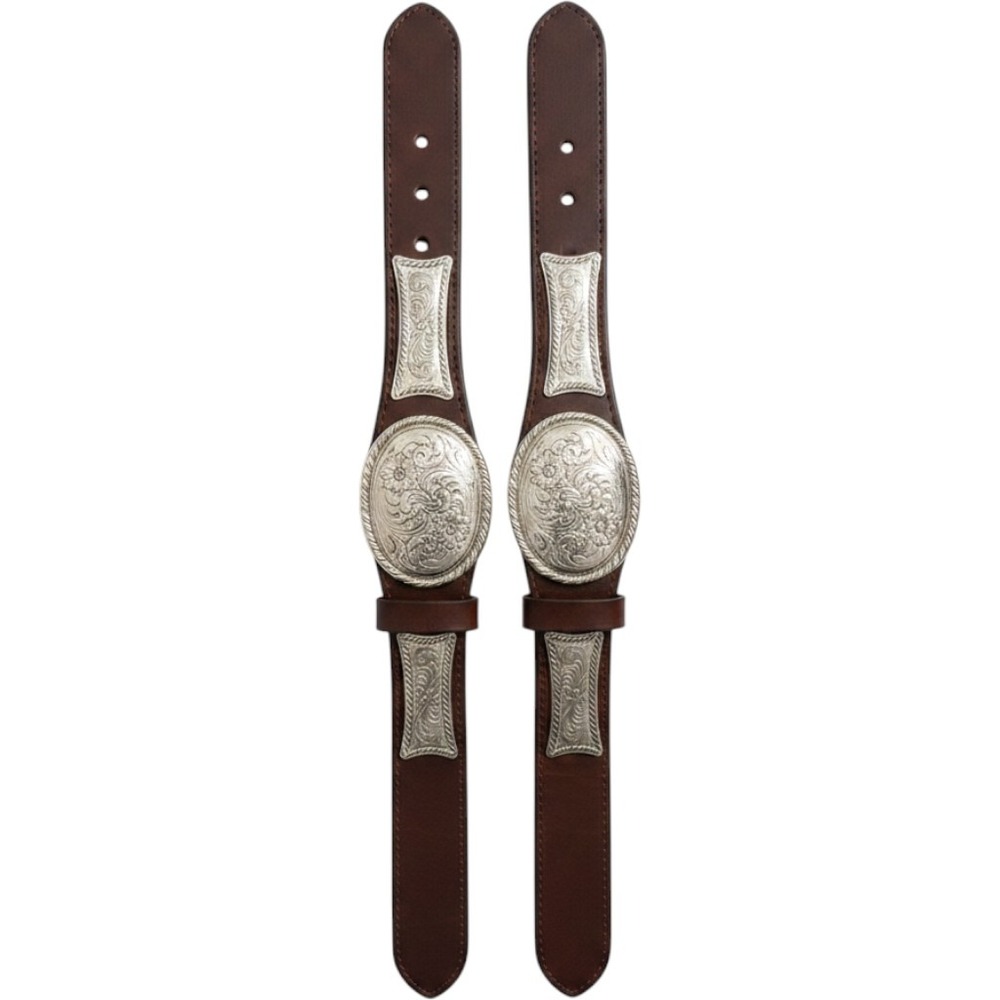 Womens vintage western scallop concho leather belt engraved silver-toned concho - Picture 1 of 6